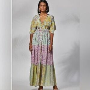 Hemant &‎ Nandita Layla Tiered Floral Maxi Dress Large